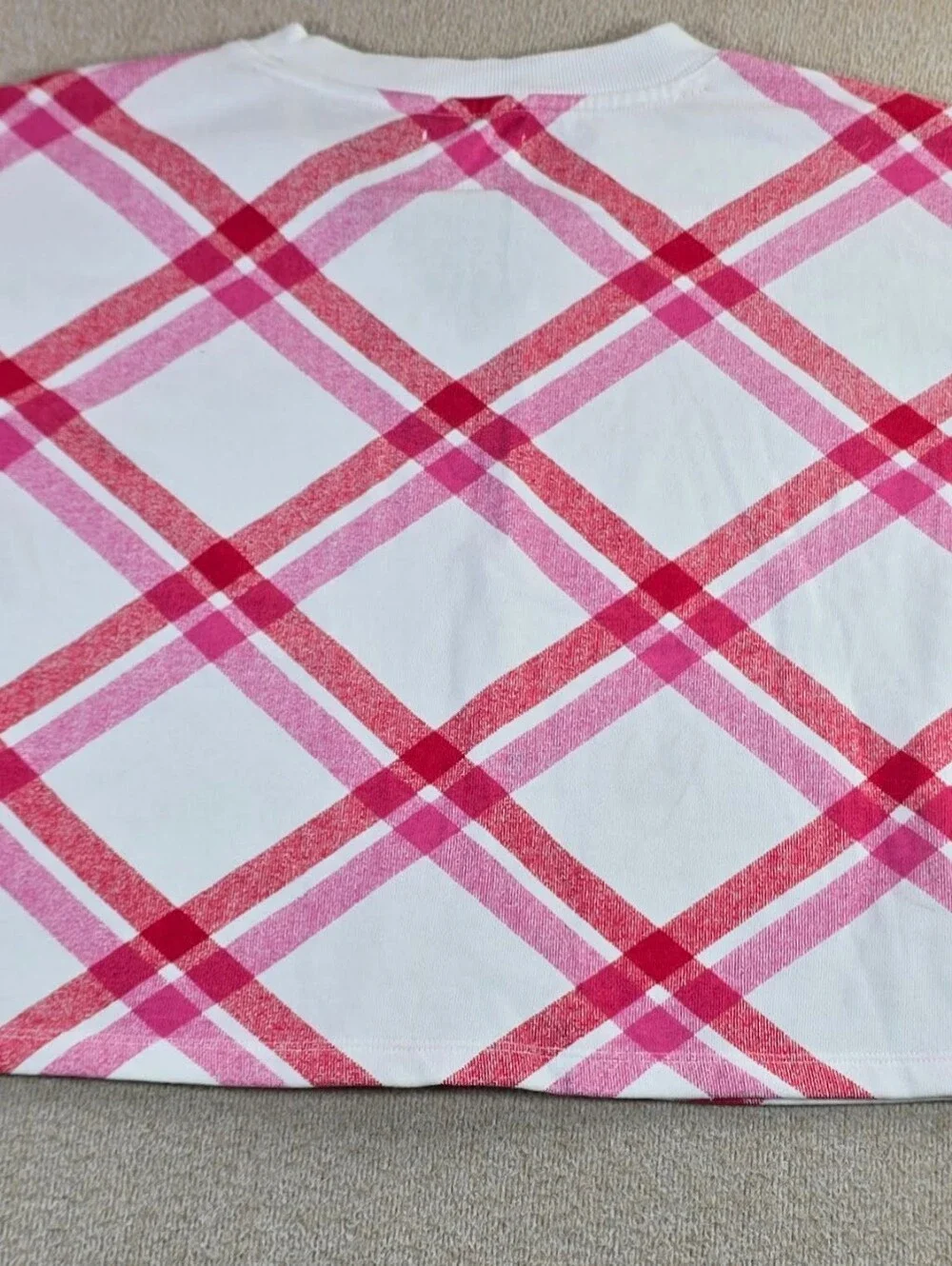 Colsie Womens XS Pink Plaid Pullover Sweatshirt V Neck Long Sleeve NWT - Picture 2 of 7